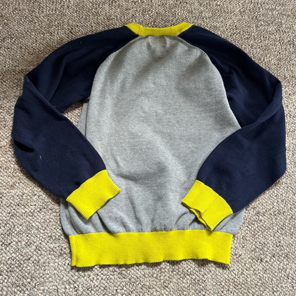Children’s Place Boy Sweater, Size 10/12, Grey w/Navy sleeves & neon accents - Picture 4 of 5